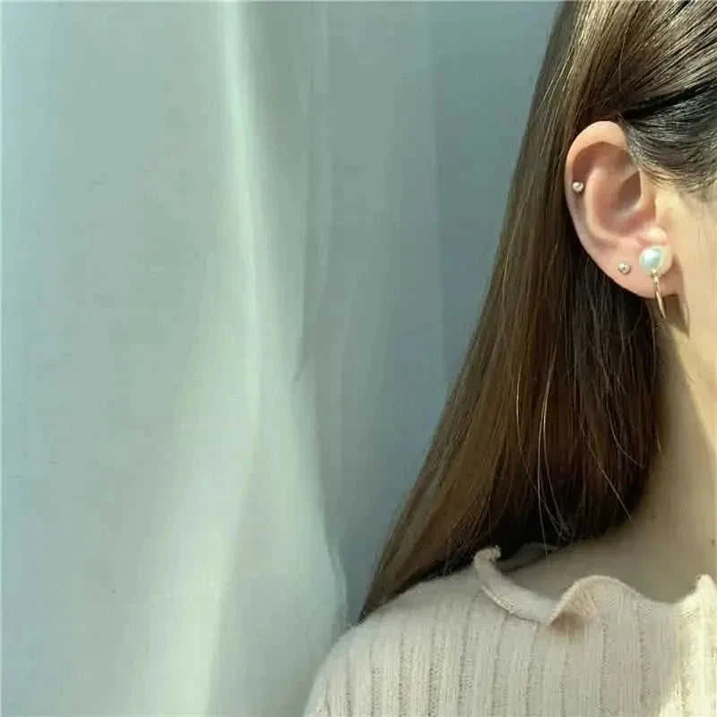 pierced pearl tassel earrings | sterling silver pearl studs | long drop dangle earrings | ultrasonic cleaning