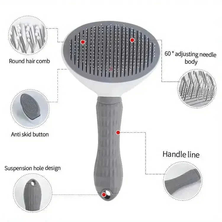floating hair removal brush | pet hair removal tool | stainless steel bristles | ultrasonic cleaning
