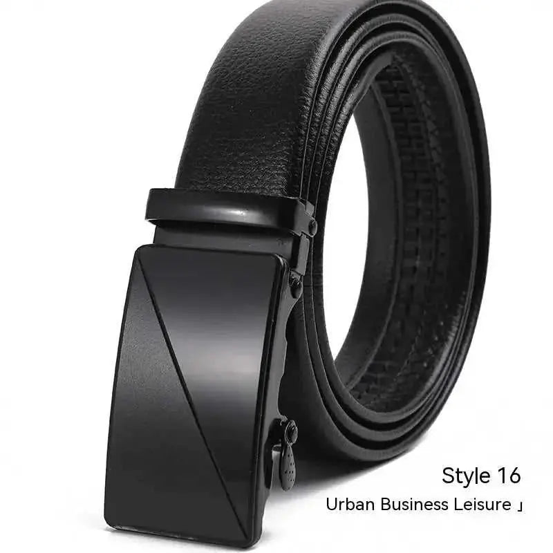 Men's Fashion Automatic Buckle Litchi Pattern Belt Style 14 - available style options