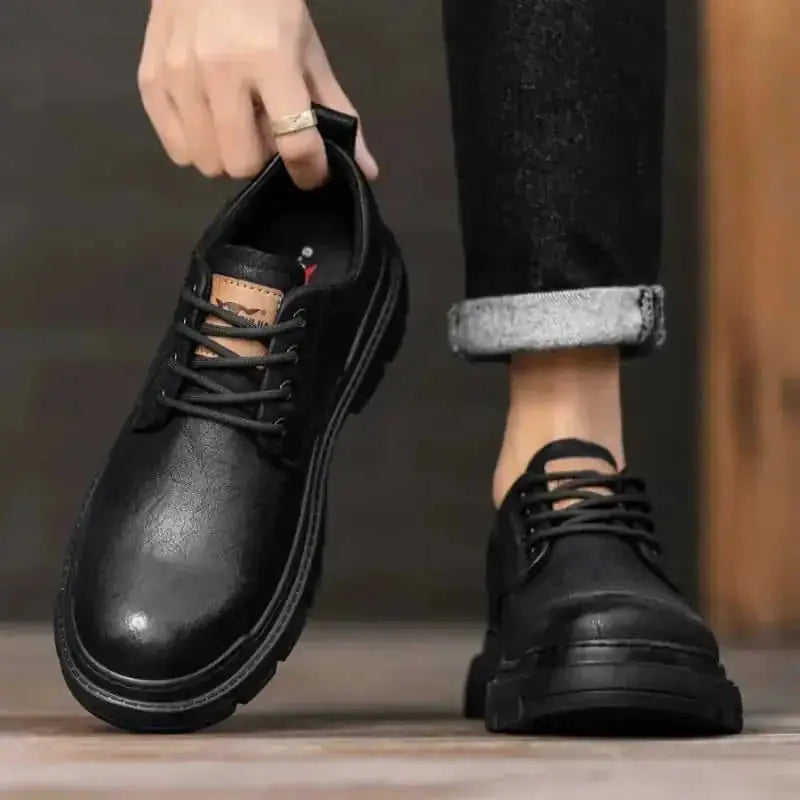 Men's Autumn Black Soft End Business Leather Men's Shoes Outdoor British Meifu Market