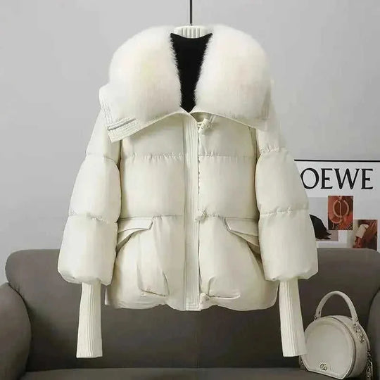 korean wool blend puffer jacket | oversized fit winter coat | lightweight thermal insulation | ultrasonic cleaning