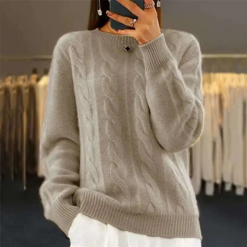 Fashion Retro Cable-knit Pullover Sweater Women Meifu Market