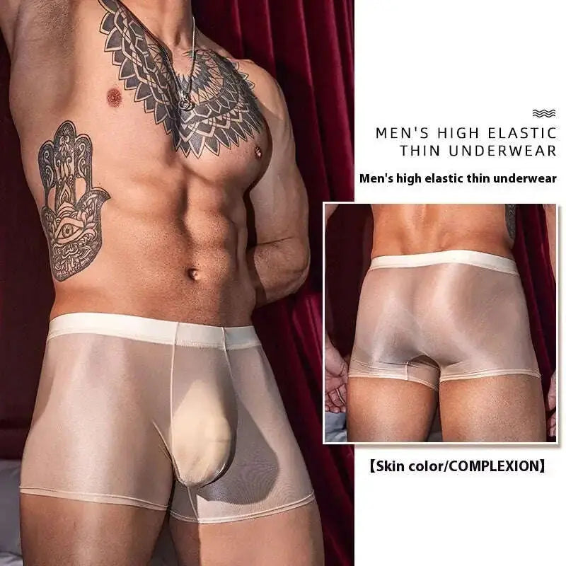 Men's Ultra-Thin Breathable Briefs - Silky Nylon Underwear Dark Gray - scale comparison view