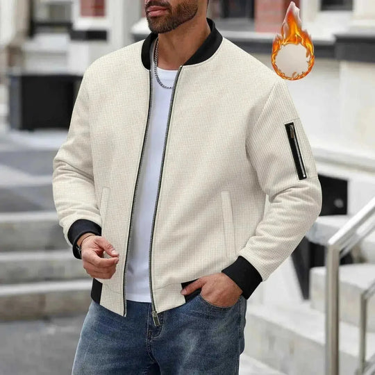 thickened waffle knit cardigan | mens zipper cardigan jacket | stand collar winter coat | ultrasonic cleaning