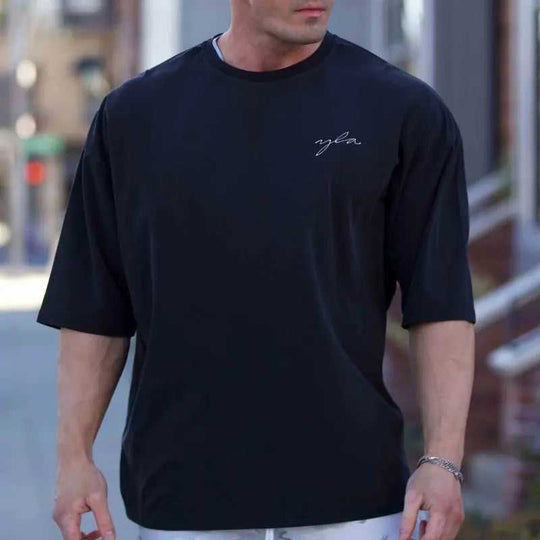 Fitness Short-sleeve Stretchy Cotton Fashionable Loose-fitting T-shirt M - texture and material detail