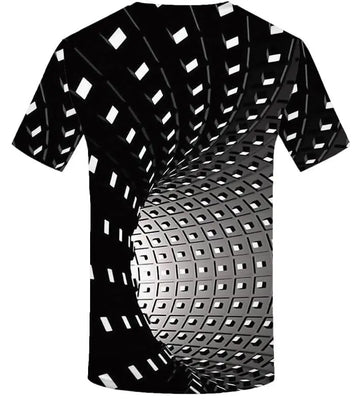 Geometric pattern t-shirt men 3D round neck casual