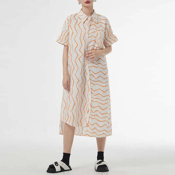 lightweight cotton fabric | breathable summer dress | striped shirt dress | energy saving