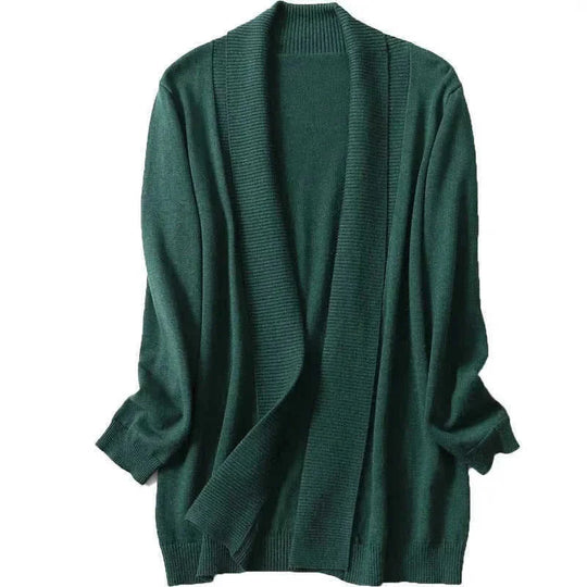 soft cashmere blend cardigan | loose fit long sleeve coat | lightweight knitted sweater | ultrasonic cleaning