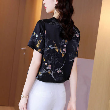 silk round neck blouse | pure silk pullover top | breathable silk blouse | energy saving