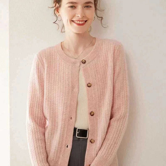 soft cashmere sweater | round neck cardigan | knitted sweater coat | ultrasonic cleaning