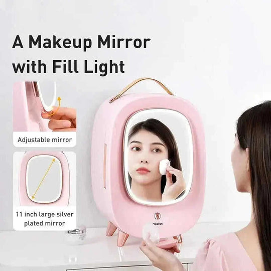 makeup refrigerator for skincare | mini beauty fridge | cosmetic storage cooler | ultrasonic cleaning