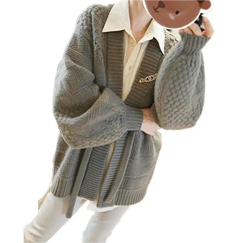 Women's Cable Lantern Sleeve Cashmere Cardigan Jacket Sweater | Ultimate Buying Guide 2025 (EN) - Meifu Market