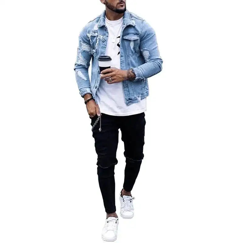 Lapel Men's Denim Jacket Ripped Irregular Washed Jacket | Ultimate Buying Guide 2025 (ES) - Meifu Market