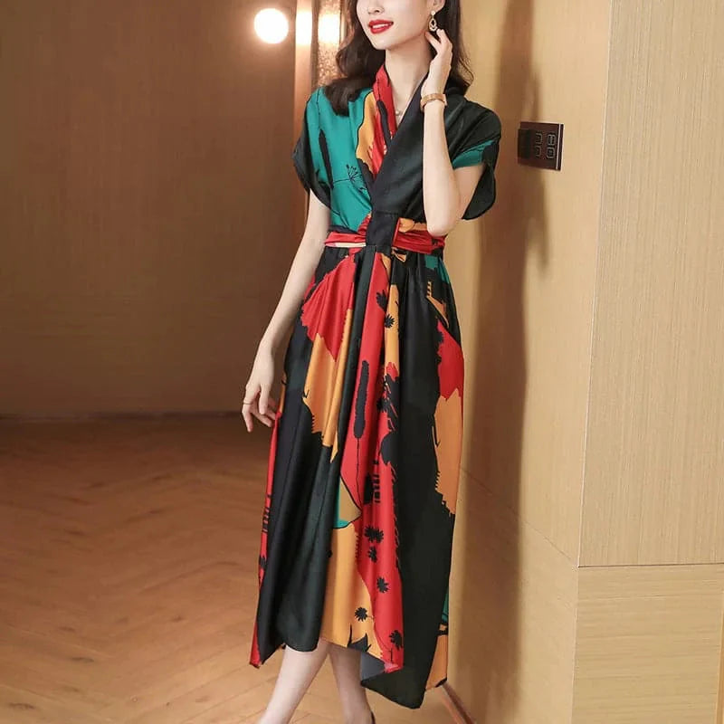 Simple Women's Clothing Short Sleeve Printed Large Swing Dress | Ultimate Buying Guide 2025 (ES) - Meifu Market