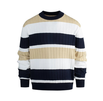 Men's Casual Contrast Color Striped Pullover Meifu Market