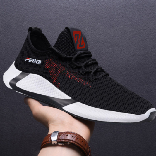 New Sports Shoes Men's Breathable Casual Mesh Shoes Comfort Increase Lace-up Non-slip Low-top Running Shoes 