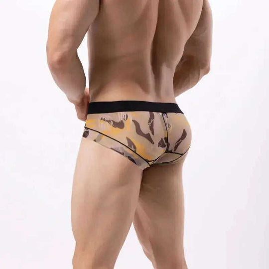 Men's Double-Layer Mesh Briefs Breathable Color Block Underwear Meifu Market