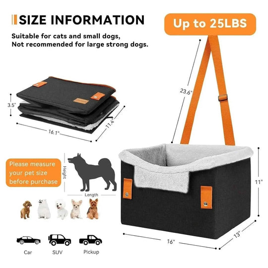 Portable Small Dog Car Seat Dog Booster Seat For Car With Clip-On Safety Leash Perfect For Small Pets Pet Products Orange ...