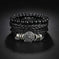 braided leather bracelet for men | vintage charm wood beads | adjustable wrap wristband | ultrasonic cleaning