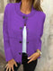Women's Striped Button Cardigan Cropped Sweater Long Sleeve Meifu Market