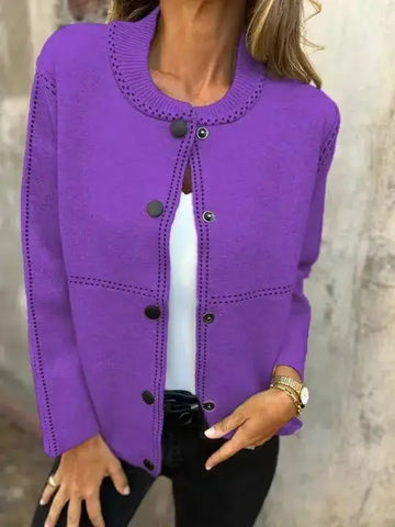 Ins Black-striped Button Cardigan Fashion Sweater Loose Round Neck Long Sleeve Cropped Tops Women's Clothing - where to find a loose fit black and white striped cardigan for women