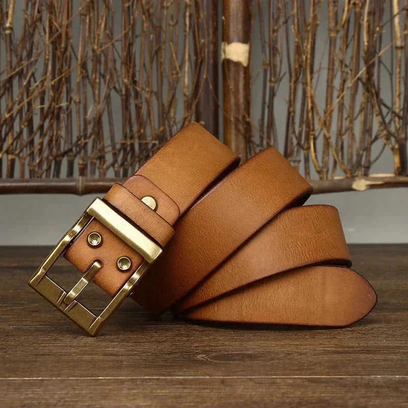 top-grain leather belt | brass buckle belt | vintage style belt | energy saving