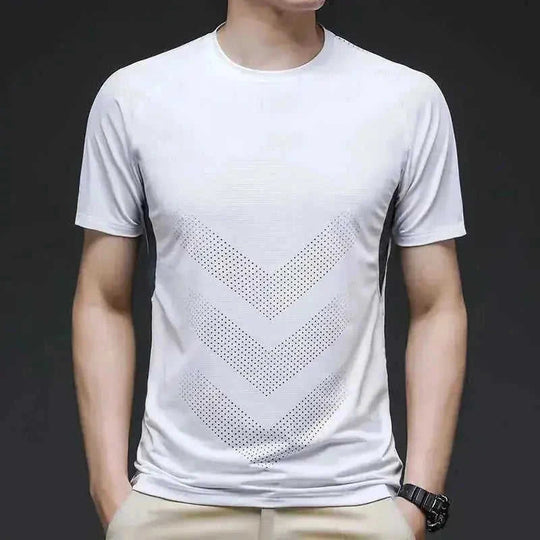 ice silk fabric t-shirt | quick drying athletic shirt | mens elastic training top | energy saving