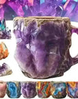 400ml Resin Crystal Coffee Mug - Elegant Mineral Design with Handle - view 9 (pattern: check)