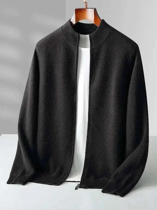 pure wool cardigan | double-strand knit sweater | stand collar cashmere | energy saving