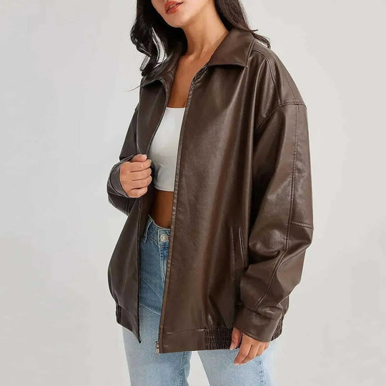Leather Coat Women's Locomotive Style Top Meifu Market