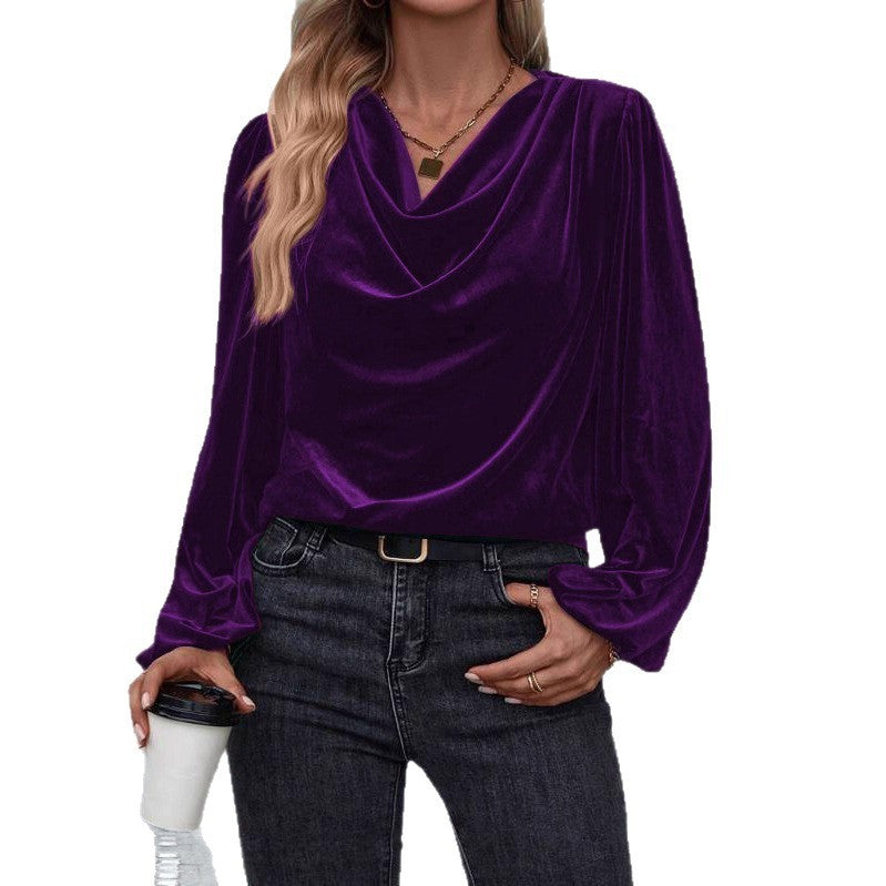 Women's Pile Collar Long Sleeve Top Meifu Market