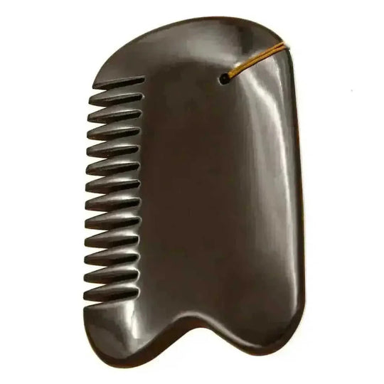 5A Si Bin Bian Stone Gua Sha Massager - Face & Body Slimming Tool - side view (color: black | pattern: check)