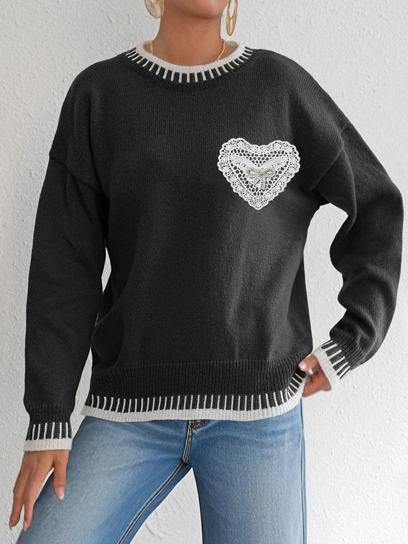 Women's Color Contrast Patchwork Pullover Loose Sweater Meifu Market