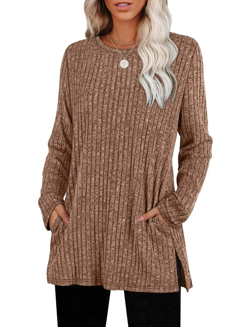 sunken stripe knitwear | merino wool blend sweater | oversized fit sweater | energy saving