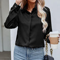 Solid Color Casual Loose Long Sleeve Shirt Dark Button Chiffon Shirt Meifu Market