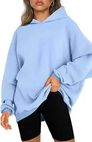 oversized hooded pullover | fleece lined hoodie | long sleeve loose sweater | energy saving
