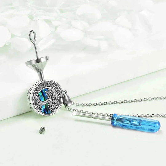 sterling silver cremation necklace | tree of life urn pendant | memory jewelry for ashes | energy saving