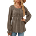 Women's Solid Color Round Neck Loose Long-sleeved T-shirt Meifu Market