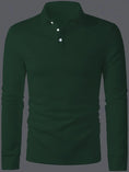 Men's Long Sleeve Polo Shirt - Solid Color Lapel Collar, Casual Smart-Casual Polyester Knit Top Meifu Market