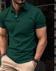 Summer Short Sleeve Polo Shirt Men Solid Color Button Lapel Button Top Meifu Market