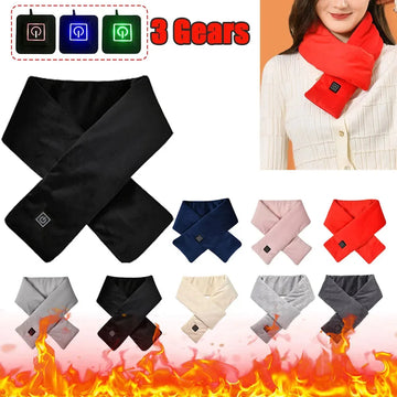 usb charging heating scarf | 3 temperature adjustable settings | heated neck warmer for cycling | ultrasonic cleaning