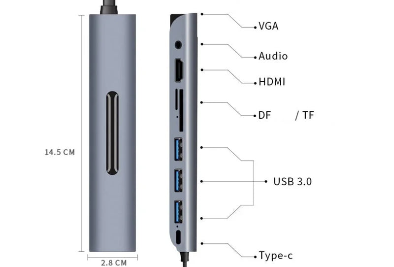 usb c docking station 9 in 1 | type c hub with hdmi and vga | aluminum alloy construction | ultrasonic cleaning
