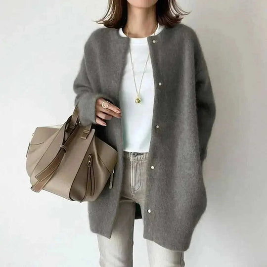 machine washable wool blend | oversized fit cardigan | longline open front coat | ultrasonic cleaning