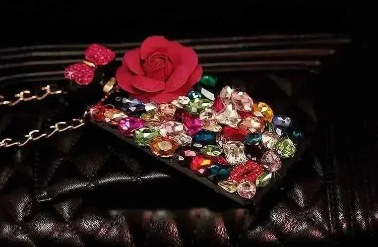 rhinestone floral iphone case | crystal embellished phone cover | gift for her iphone case | ultrasonic cleaning