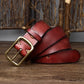 Men's Cowhide Vintage Distressed Pleated Brass Buckle Belt meifu market