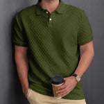 Asymmetric Jacquard Polo – Men's Button Placket Fashion Shirt