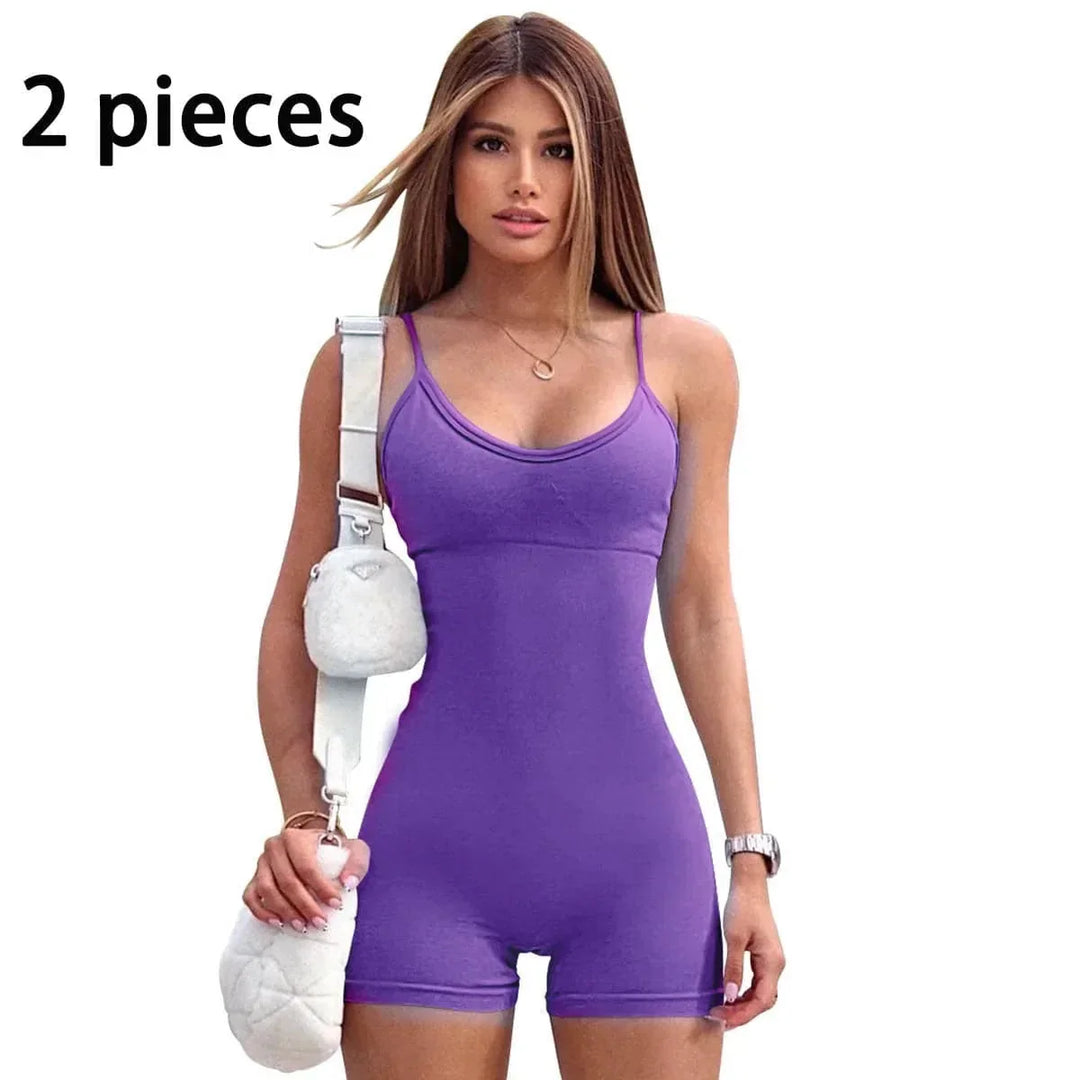 high-waisted yoga romper | moisture-wicking sportswear | seamless workout jumpsuit | energy saving