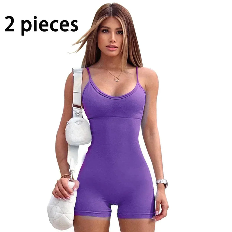 high-waisted yoga romper | moisture-wicking sportswear | seamless workout jumpsuit | energy saving