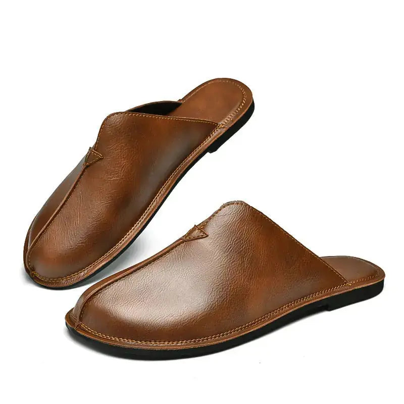 Men's Retro Easy Matching Lazy Flat Beach Slippers Meifu Market