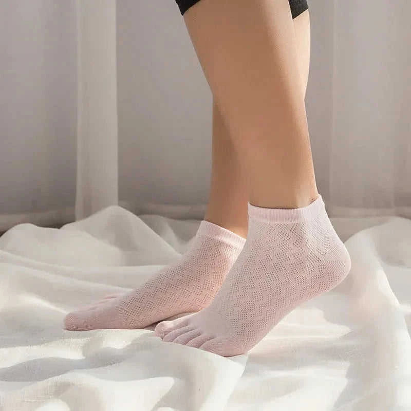 ultra-thin cotton socks | breathable toe socks for summer | moisture-wicking plain socks | energy saving
